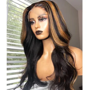 

26Inch Wavy Peruvian Hilghlight 360 Lace Frontal Human Hair Wigs with Bleached Knots Glueless 13x6 Lace Front Wigs for Women