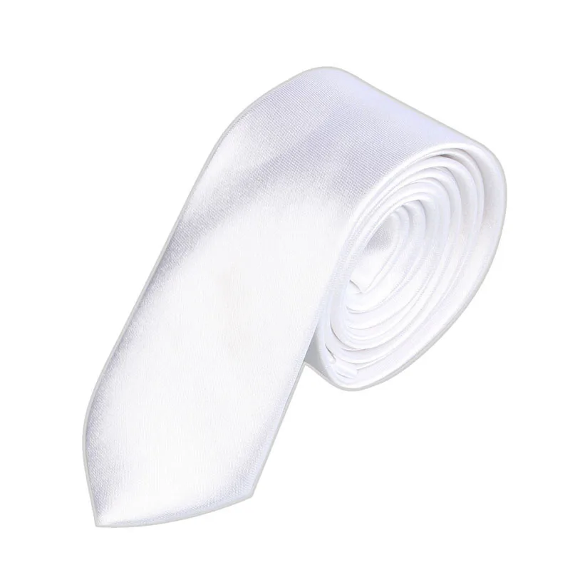 JAYCOSIN галстук тонкий Простой Повседневный тонкий простой мужской сплошной Полиэстер Для худой шеи вечерние свадебные галстук Вечерние - Цвет: White