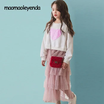 

Girls Skirt Set Fashion Spring Kids Two Piece Clothes Sets White Sweatshirts + Tutu Skirts Autumn Outfits for Teenage 6 8 12 14Y