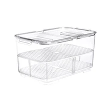 Пластиковый ящик для хранения Слива портативный с крышкой кухня двойной герметичный фрукты овощи многофункциональные контейнеры дома прямоугольник