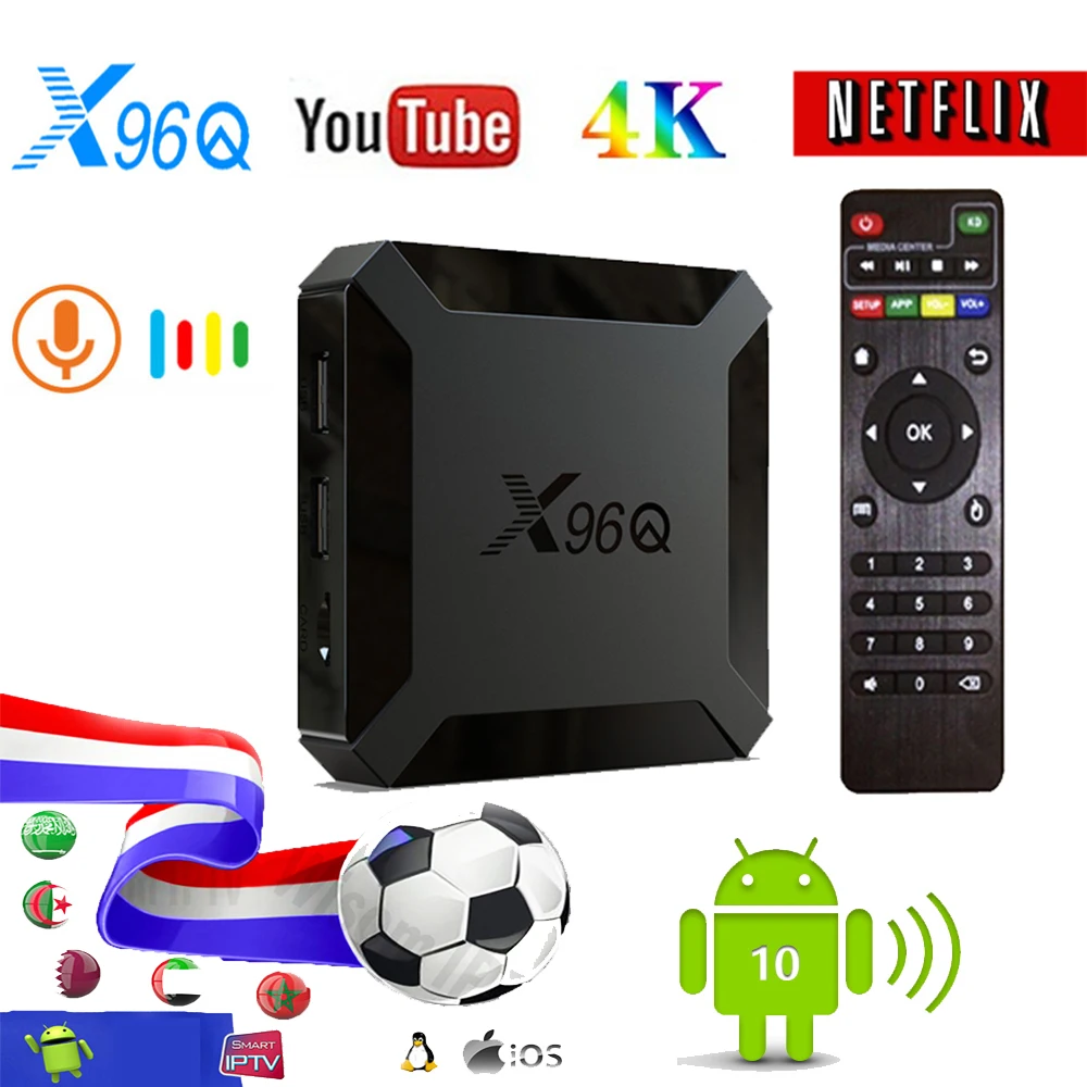ТВ приставка X96Q Android 10 0 2 ГБ 16 четырехъядерный Allwinner H313 4K 4G Wi Fi Netflix Youtube android