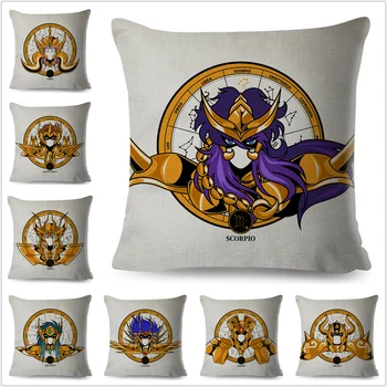 

Nordic style Saint Seiya Pillowcase Cushion Cover for Sofa Home Car 45*45cm Decor Cartoon Constellations Linen Pillow Case