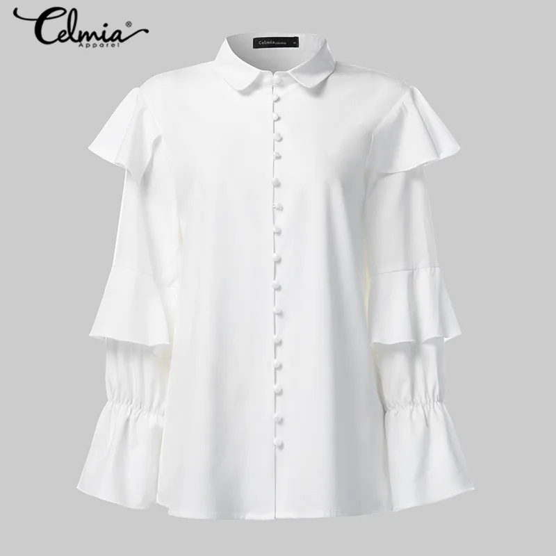 Ruffles Long Sleeve Women Tops and Blouse Celmia Female Laple Neck Button Sweet Stylish Shirts Casual Loose Plus Size Blusas 7 - 4.00058E+12