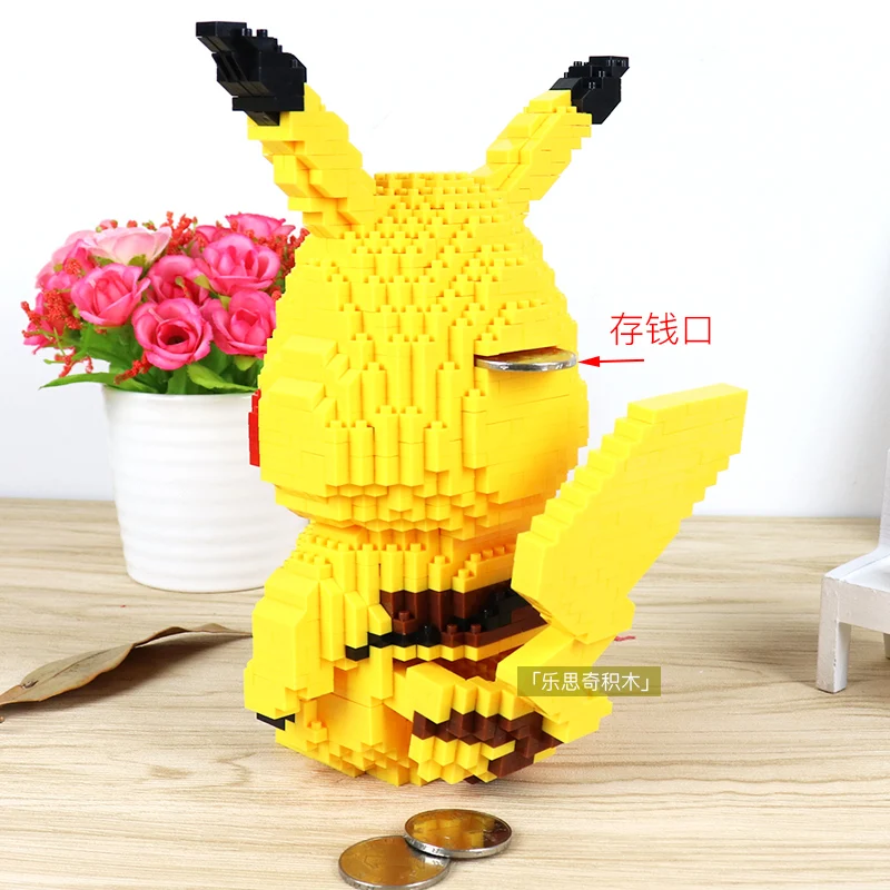 HC 9046 Пикачу Карманный Монстр желтый животное Копилка 3D модель 1806 шт DIY Алмаз Мини Строительные маленькие блоки кирпичная игрушка без коробки