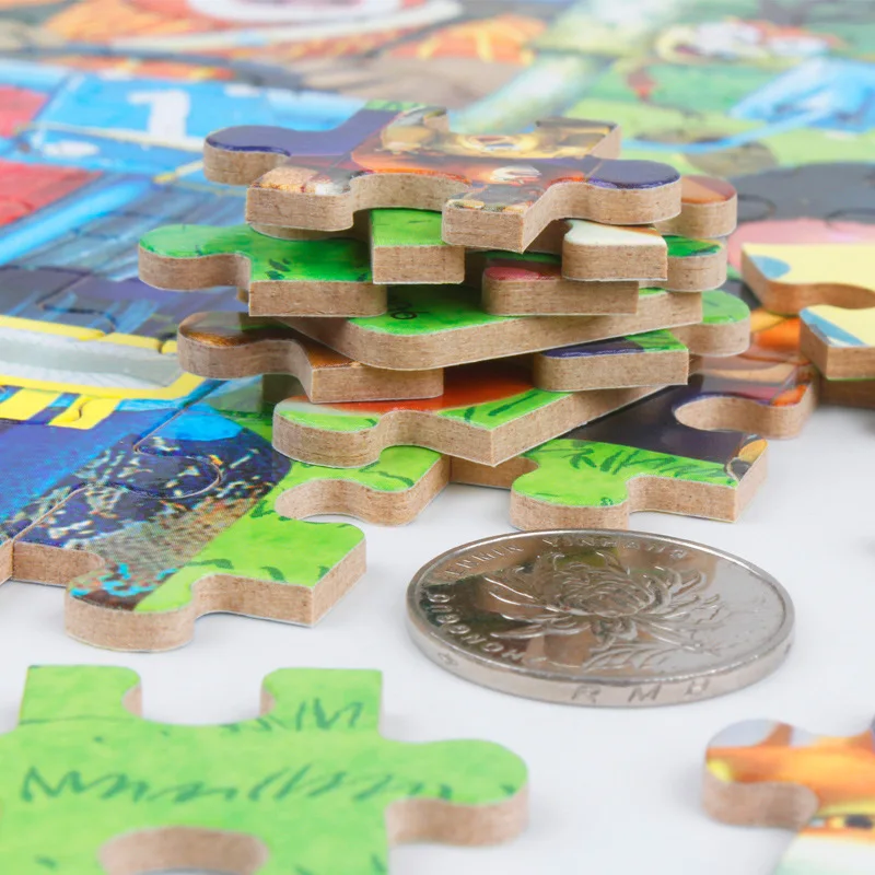 

Extra Large Wood Wooden 200 PCs Iron Box Jigsaw Puzzle Cartoon Children Early Childhood Educational Toy Hot Selling