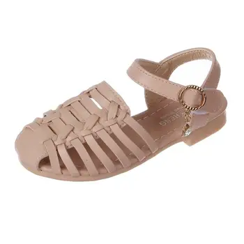 

Children's shoes girls sandals 2020 summer fashion hollow princess girls flat soft toe knit children's sandals girls shoes