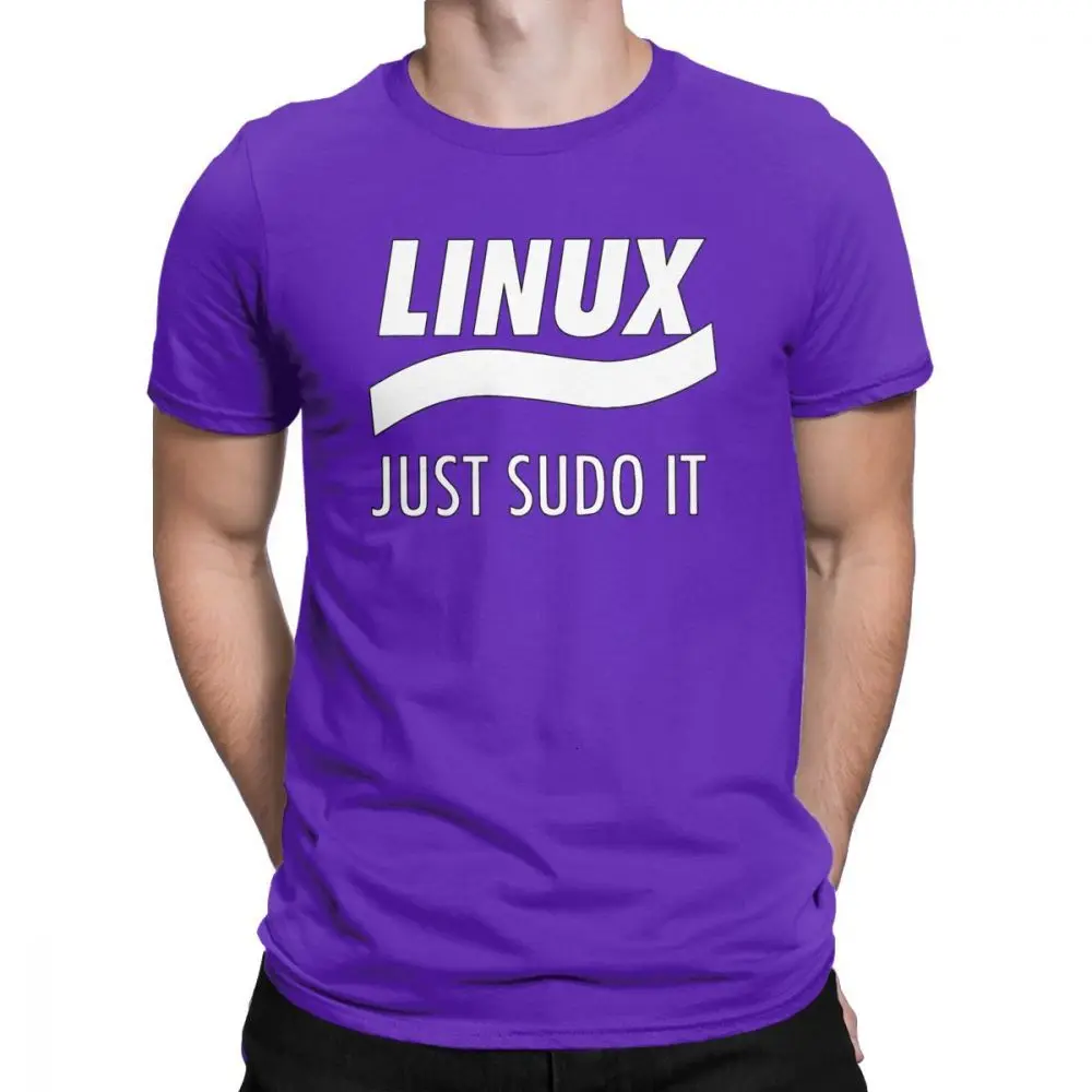 One yona Linux Just Sudo It Geek футболка для мужчин Винтаж хлопок футболка с круглым вырезом футболки с коротким рукавом большой размер Топы - Цвет: Purple