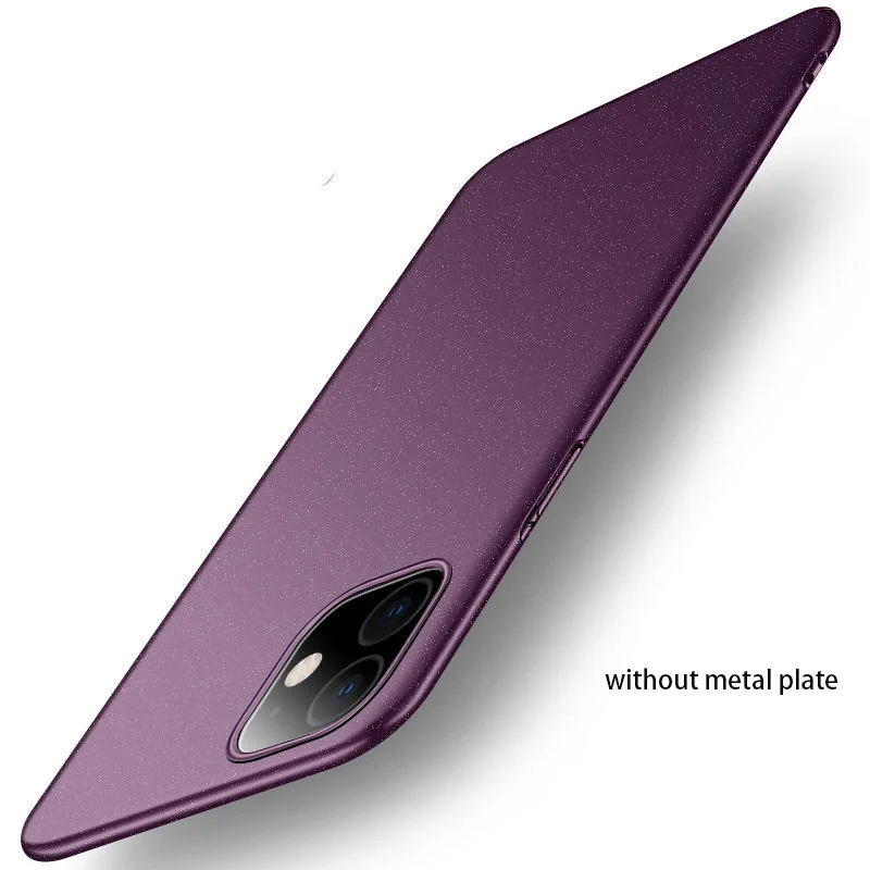 purple without metal Aixuan металлическая пластина автомобильный держатель Магнитный чехол для iPhone 11 Pro Max магнит жесткий матовый чехол для iPhone 11 iPhone11 Pro - Цвет: purple without metal