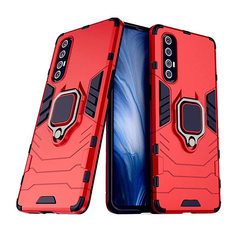 For OPPO Reno3 Pro Case Armor Finger Ring Silicone Shockroof Bumper Phone Cover | Мобильные телефоны и аксессуары