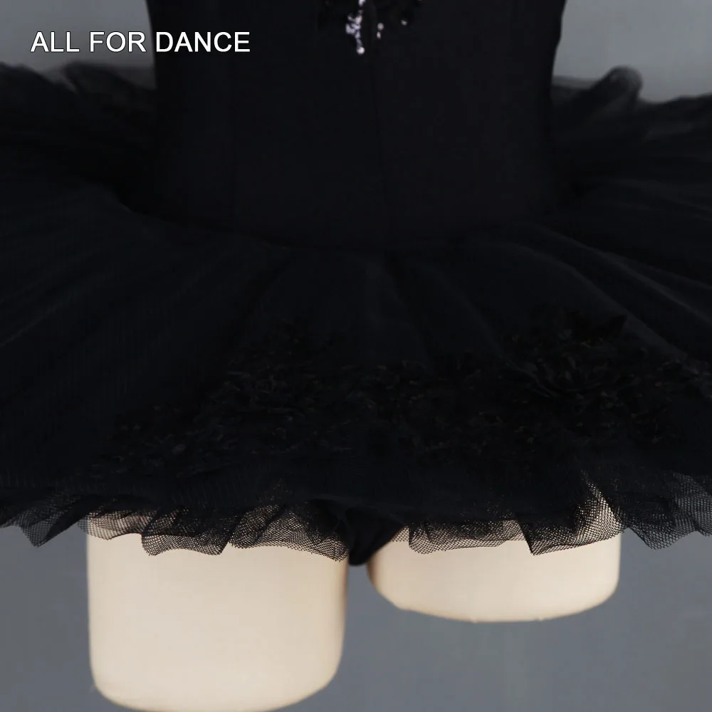All For Dance Black Spandex Bodice With Black Trim Black SWan Pre-professional Ballet Pancaked Dance Costume Ballerina Dancewear