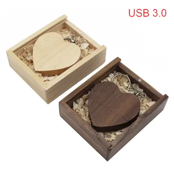 

TEXT ME maple wood Walnut heart +box model usb3.0 32GB usb flash drive usb3.0 pendrive 4GB 8GB 16GB LOVE gift give gril