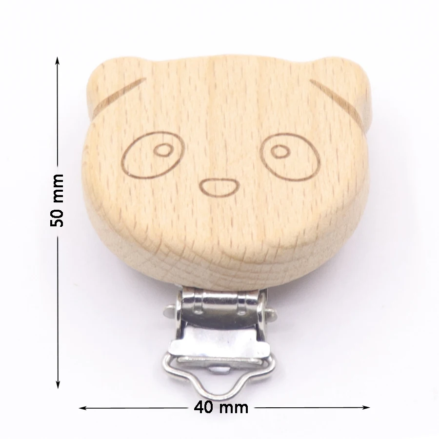 5Pcs/Lot Food Grade Beech Wooden Clip Animal Heart Shape Dummy Clip for Baby Teething Pacifier Chain Holder DIY Accesories 4