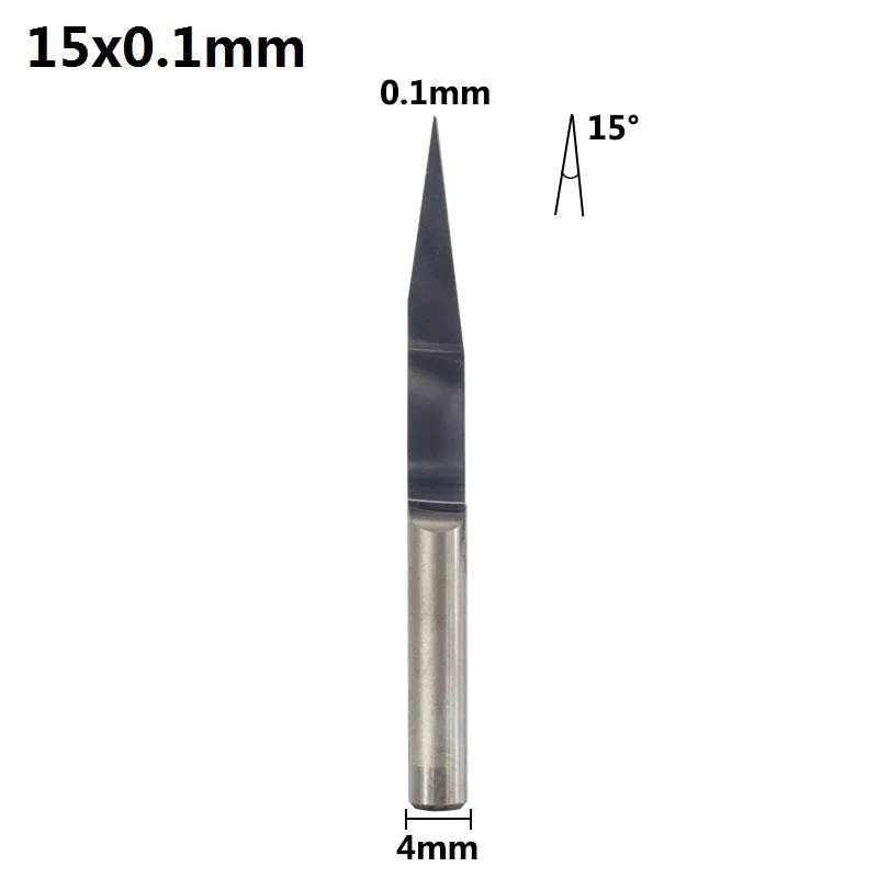 XCAN 10 шт. 4 мм хвостовик 10/15/20/30/45/60/90 градусов PCB резьба с ЧПУ из карбида торцевая фреза 3D гравировальный резец - Длина режущей кромки: 15x0.1mm