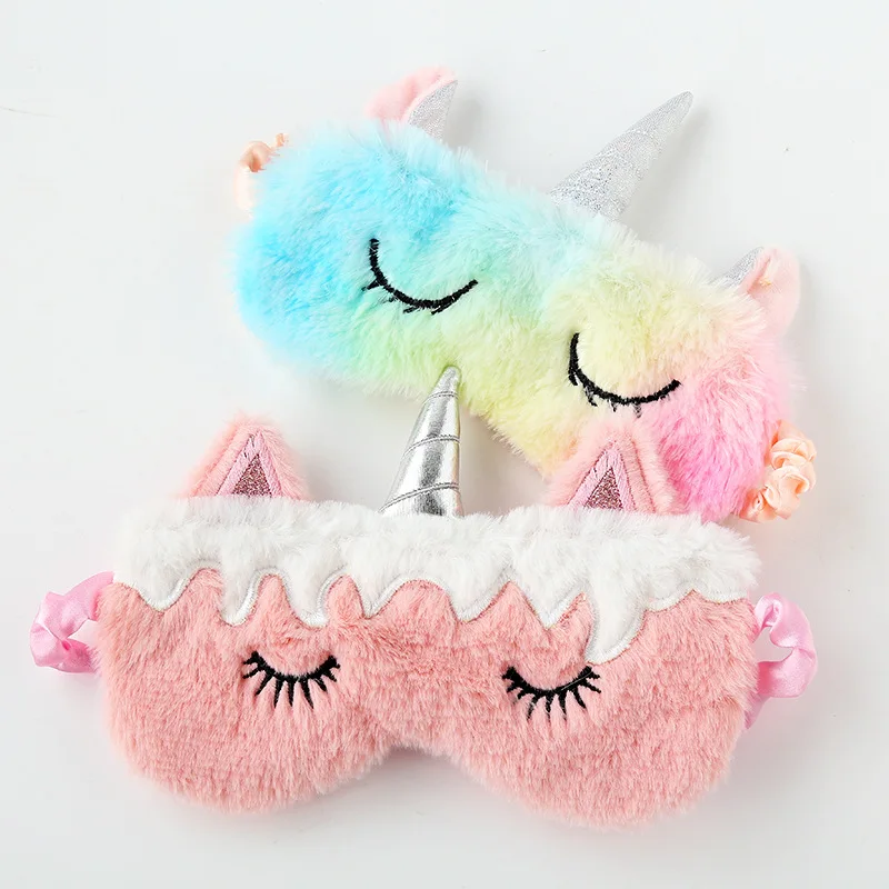 

New Style Powder Unicorn Eye Patch Gradient Colorful Plush Eye Patch Shading Sleep Aids Eye Patch Travel Sell Meng Multi--Combin