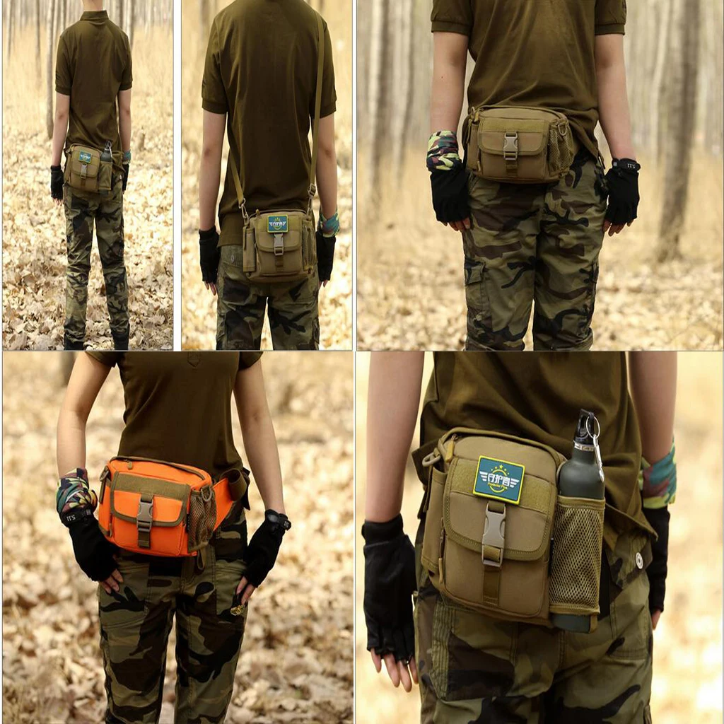 Tactical Outdoor Hiking Travel Water Bottle Belt Fanny Pack Waist Bag Bum Pouch for Camping Hiking Mountaineering Cycling Travel