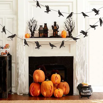 

4M Ghost Bird Flag Halloween Decoration Paper Banner Halloween Decoration Paper Chain Flag Party Decoration Party Supplies
