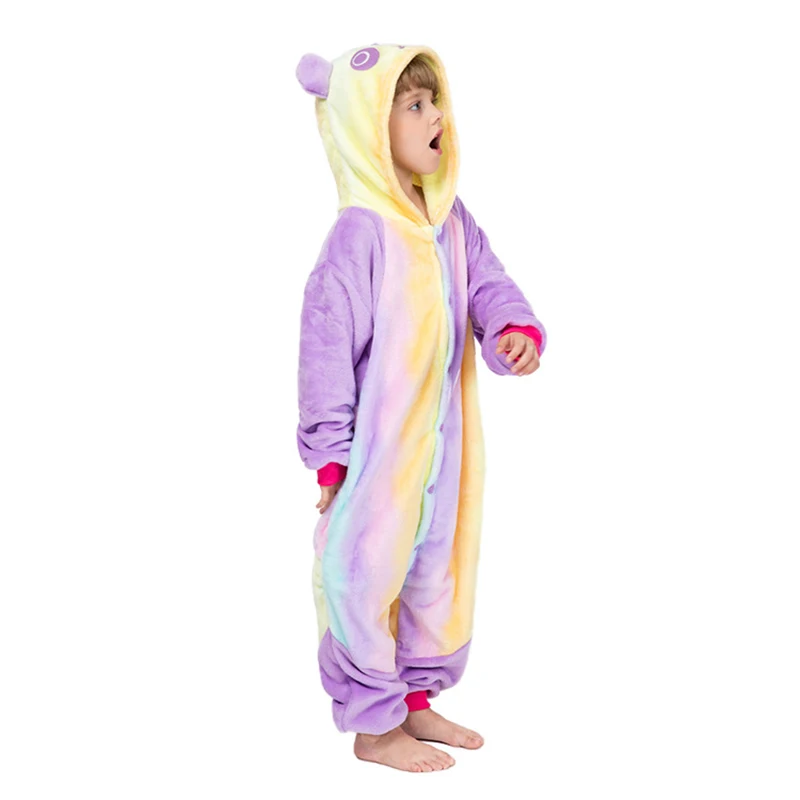 PXJYHCL Colorful Panda Kigurumi Onesie Kids Pajamas Children Animal Cartoon Sleepers Costume Winter Boy Girl Licorne Jumspuit