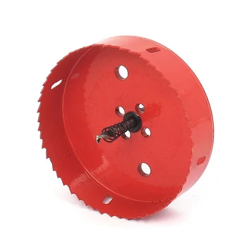 

6mm Drill Bit 130mm Cutting Diameter Hole Saw Red for Drilling Wood