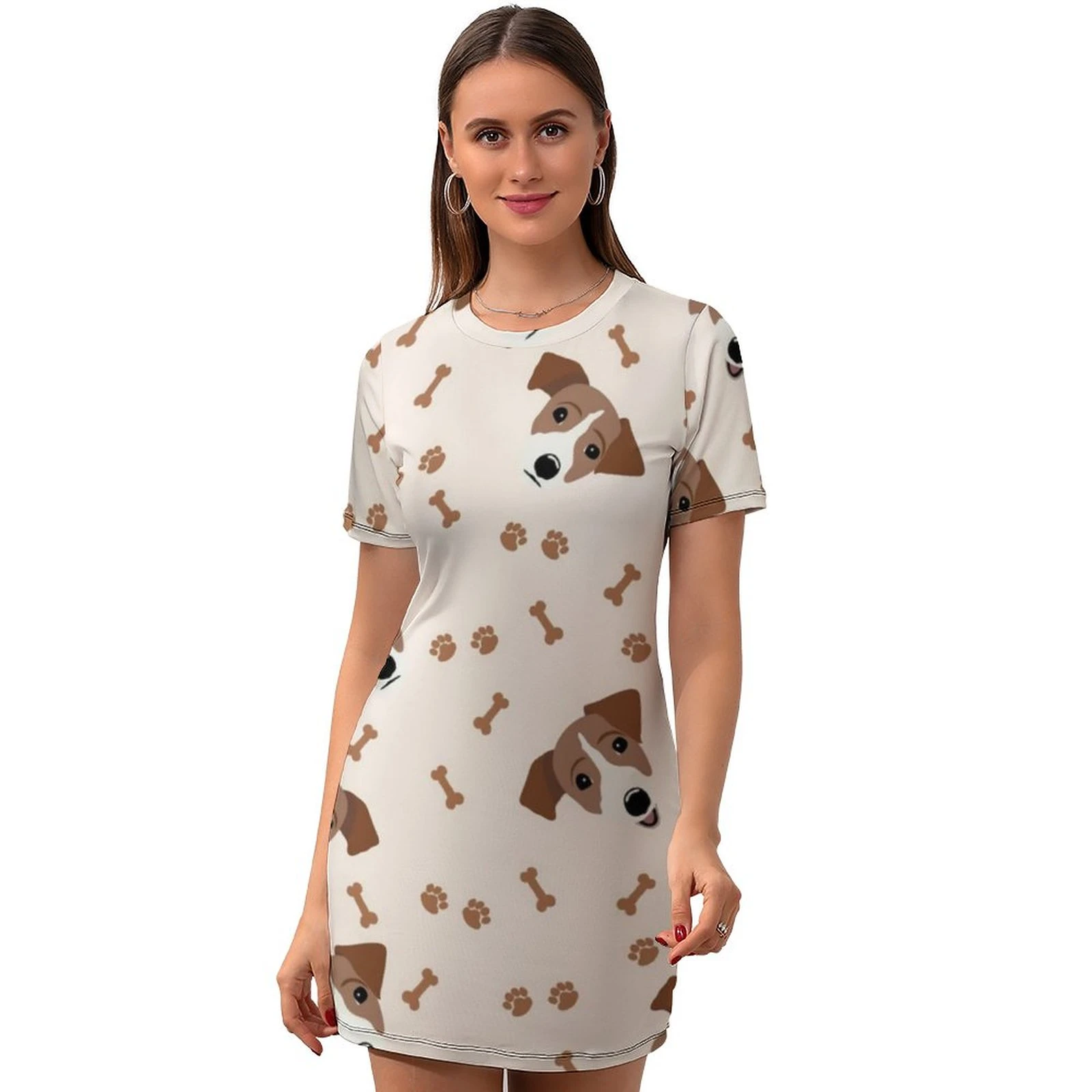 Vestido de poliéster de manga corta con estampado Retro para mujer, traje para salir, una sola pieza, diseño - AliExpress