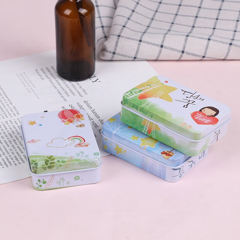Mini Cute Cartoon Tin Metal Drawer Receive Storage Box Candy Box Case Home Organizer Jewelry Container Gift