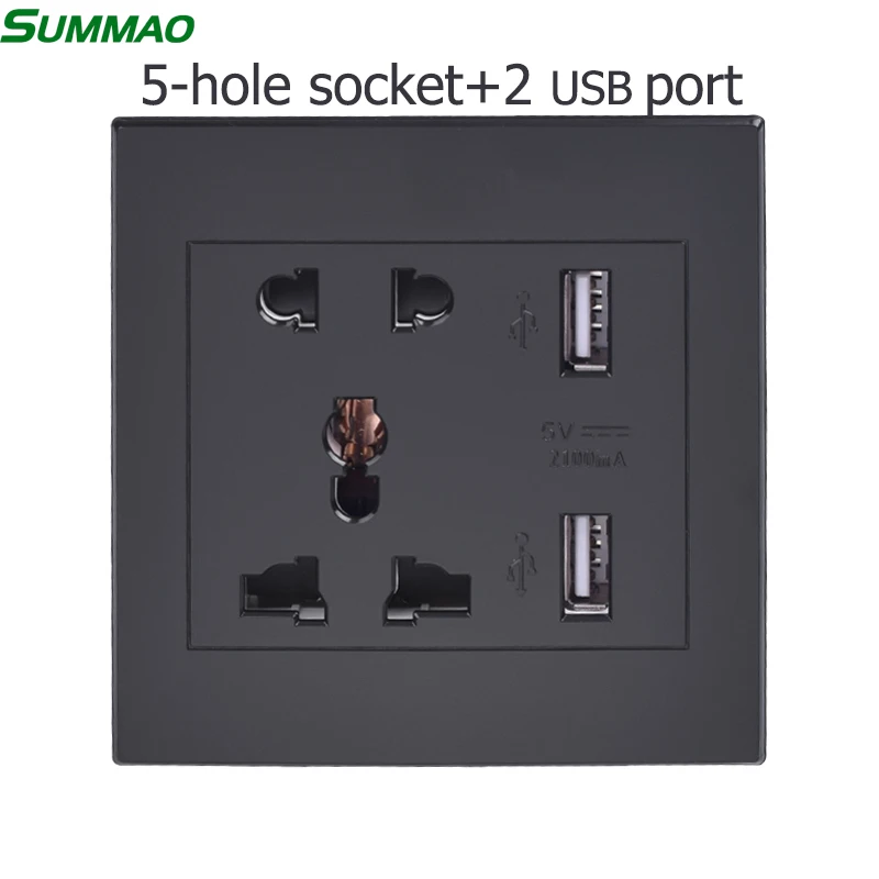 

SUMMAO AC110-250V 13A Universal Wall Socket With 2 USB Port Charger For Mobile Phone Multiple Function Sockets Hotel Outlet