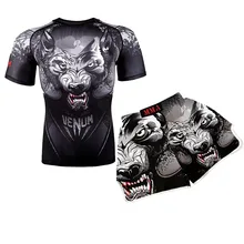 T shirtMMA Трусы трикотажные спортивные шорты с коротким рукавом с принтом боксерские ММА шорты мужские шорты кикбоксинг, муай-тай боксео grappling thai