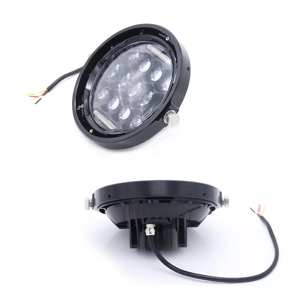 Black Мотоцикл " круглый светодиодный налобный фонарь с DRL Angel Eye Боковое крепление налобный фонарь для Harley Davidson Softail Deluxe Softail Fat Boy FLHX - Цвет: Black