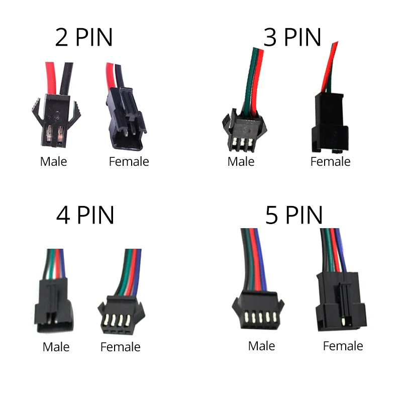 

JST SM 2Pins 3 4 5 Pins male and female wire connector terminal for 5V 12V connector 3528/5050/5730 led strip light