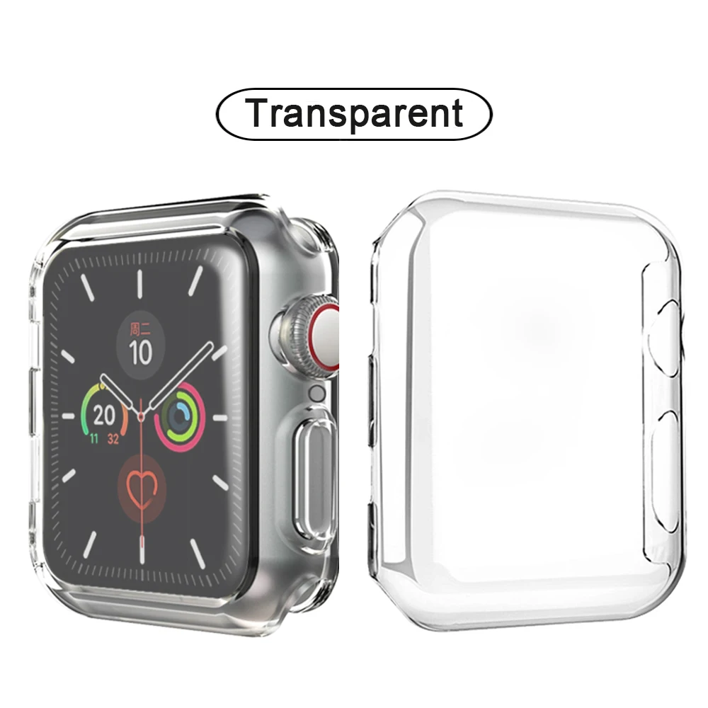 Тонкий чехол для Apple Watch 360, чехол для 5, 4, 3, 2, 1, 42 мм, 38 мм, мягкая прозрачная защитная пленка из ТПУ для iWatch 5, 44, 40 мм, аксессуары - Цвет: Transparent