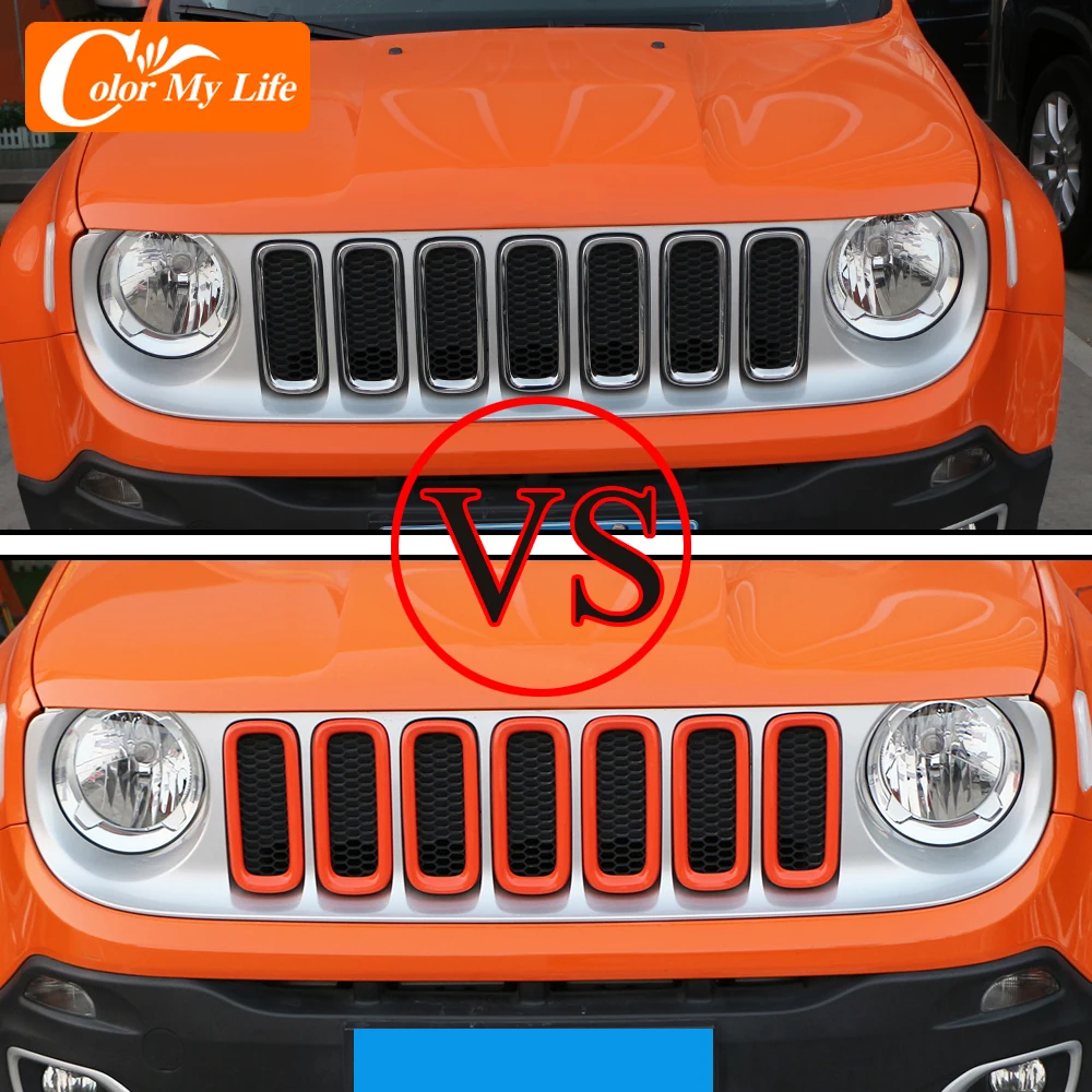 Защитная крышка передней решетки радиатора Color My Life 7 шт./компл. для Jeep Renegade 2015 2019