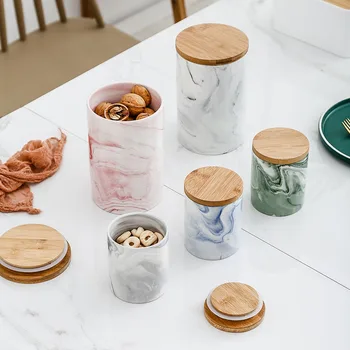 

Nordic Marbling Ceramic Jars Sealed Jars for Food Storage Seasoning Boxes Grain Storage Containers Dried Fruit Coffee Candy Jar