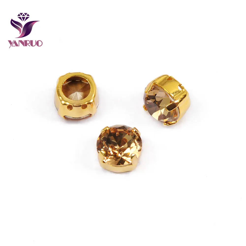 With Gold Claw YANRUO, 1357, блестящий светильник всех размеров, Colorado Topaz, бриллиантовая огранка, стразы и кристаллы, точечные Стразы - Цвет: With Gold Claw
