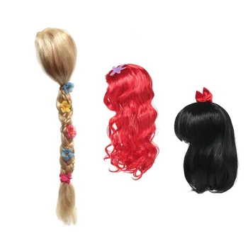 

Girls Wig Children Princess Cosplay Party Accessories Elsa Anna Aurora Belle Braid Mermaid Jasmine Moana Rapunzel Hair
