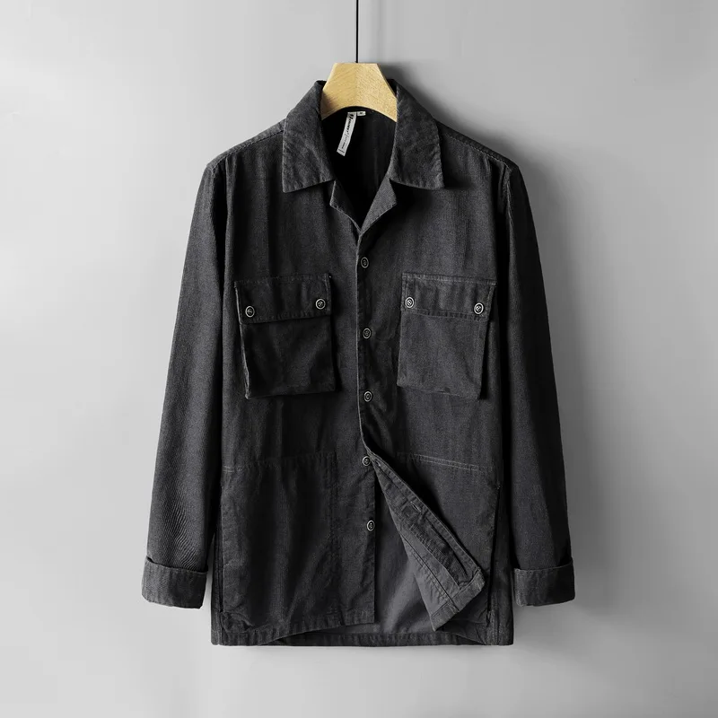 Designer loose long sleeve corduroy jacket for men cotton brand jackets male casual gray mens comfortable Jaqueta jas | Мужская одежда