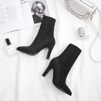 

Big Size 11 boots women shoes ankle boots for women ladies boots Elastic sleeve tapered heel