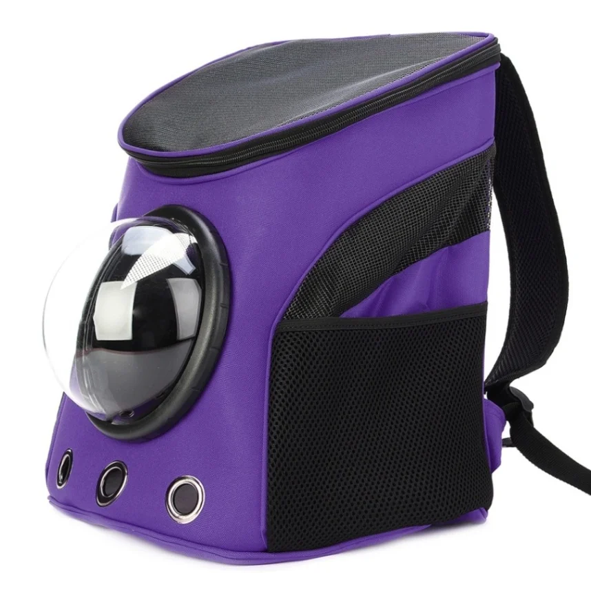 Дышащий рюкзак для животных с космонавтом, кошкой, щенком, сумка для переноски, дорожная сумка, модный космический рюкзак с капсулой, устойчивая к царапинам, прочная - Цвет: Фиолетовый