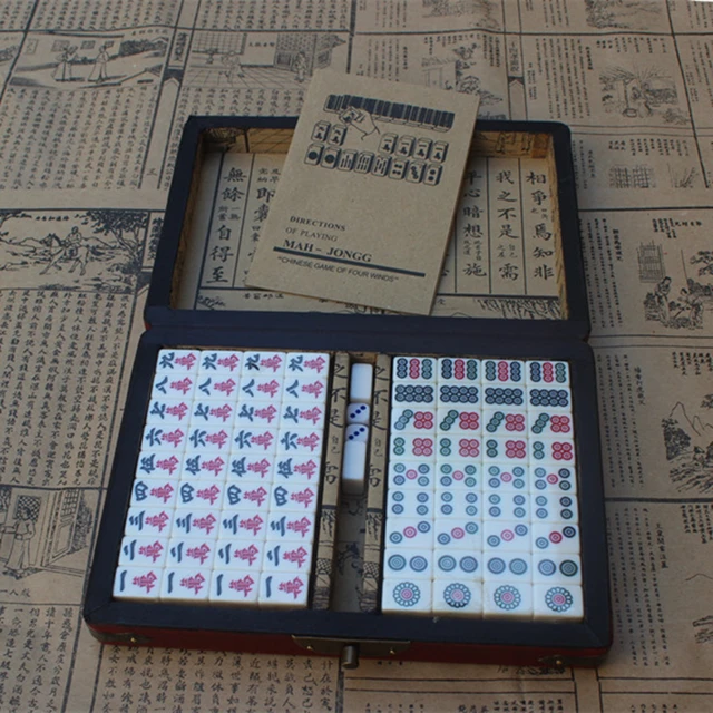 Jogo mahjong chinês para viagens, versão completa, 44 peças - AliExpress