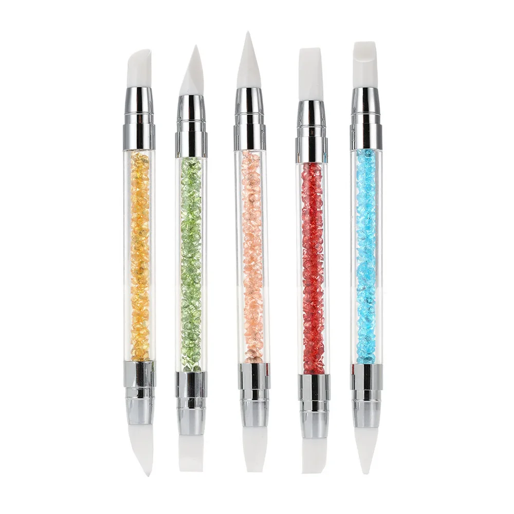 Manicure Implement New Style Manicure Pen Wholesale 5 gui jiao bi Double Headed with Diamond Hollow out Carving Embossed Pen