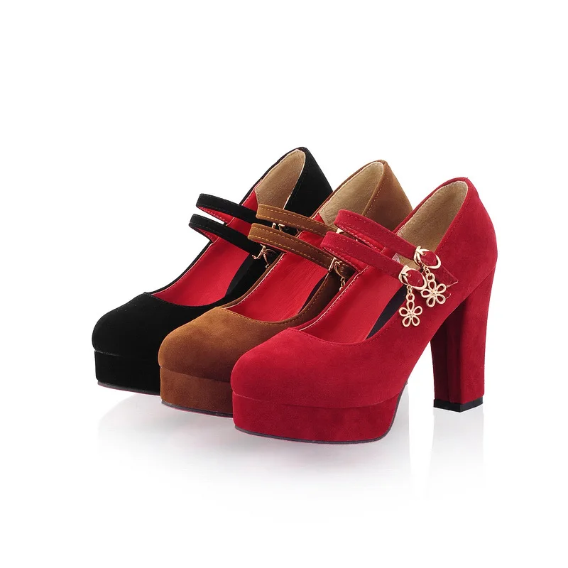 

2017 Spring And Summer New Style Chunky-Heel Pu Strap Buckle Shoes Size Code 32-43 Code WOMEN'S Shoes Jgb2017n042017