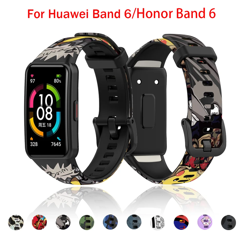 

Replacement Sport soft Silicone Watch Band Wrist Strap Adjustable Watchbands for Huawei band 6/6 Pro for honor band 6 Watch