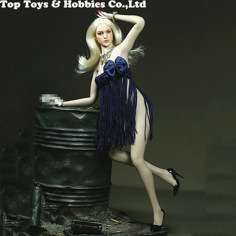 

Accessories 1/6 Blue evening Dress Necklace For 12" Phicen Female pale Large Bust Figure Body fit KT007 head Toys Dolls