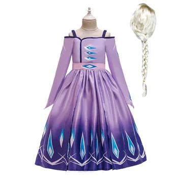 

Kids Elsa Dress for Girls Snow Queen 2 Autumn Long Sleeve Fall Clothes Children Party Fancy Cosplay Elsa Costume Accessories Wig