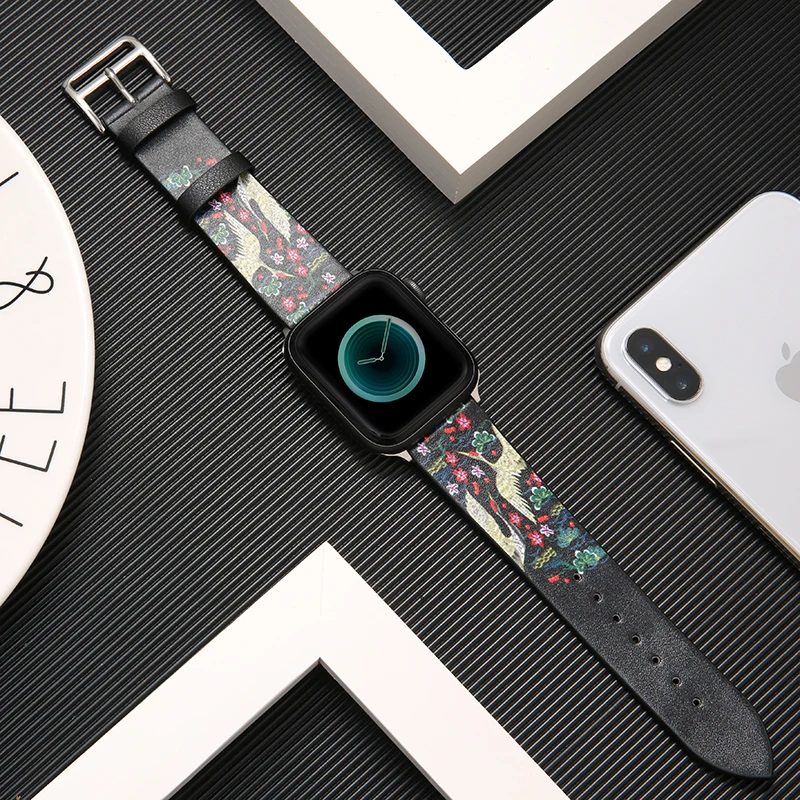 Японский Ukiyo e стиль кожаный ремешок для часов + чехол apple Watch iwatch 1/2/3/4/5|Ремешки
