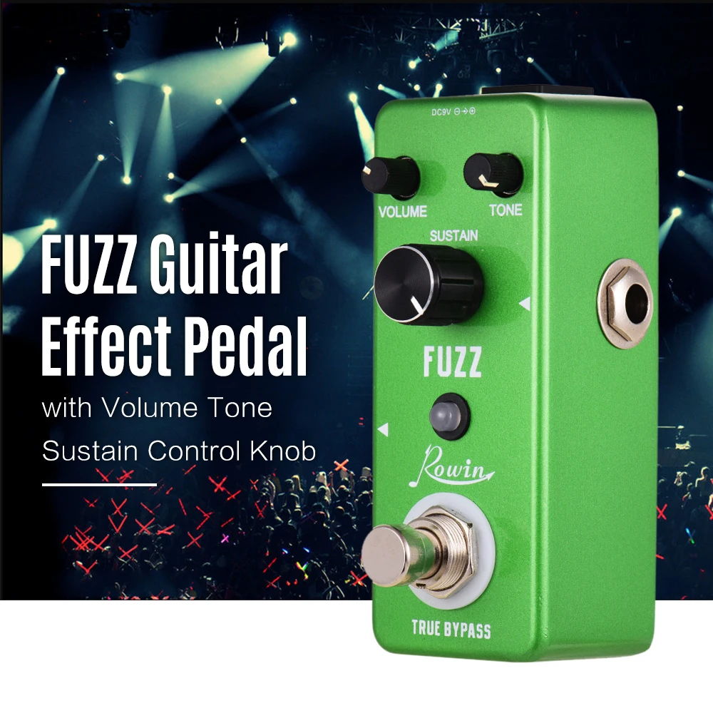 Rowin FUZZ гитарный эффект педаль с регулятором громкости тон Sustain ручка корпус из алюминиевого сплава True Bypass