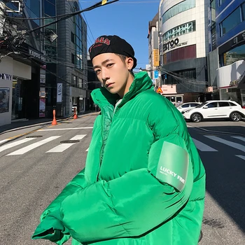 

2019 Autumn New Korean Men's Solid Color Bread Dress Thick Warm Short Section Tide Men Casual Wild Street Youth Coat