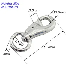 2 шт. сверхмощный 304 из нержавеющей стали бык поворотный карабин круглый поворотный глаз 25x100 мм для багажа поворотный зажим оснастки крючки