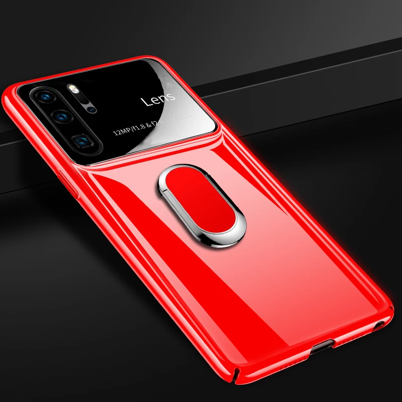 red Для huawei p30 Pro Чехол роскошные, жесткие, ПК с подставкой Кольцо Магнит тонкий защитный чехол для huawei p30 lite p30pro shell - Цвет: red