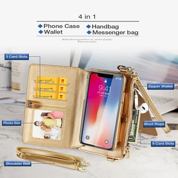

For New iPhone11 Mobile bag Apple XS Pro max Creative Leather Case Wallet Cover Female Crossbody Trend