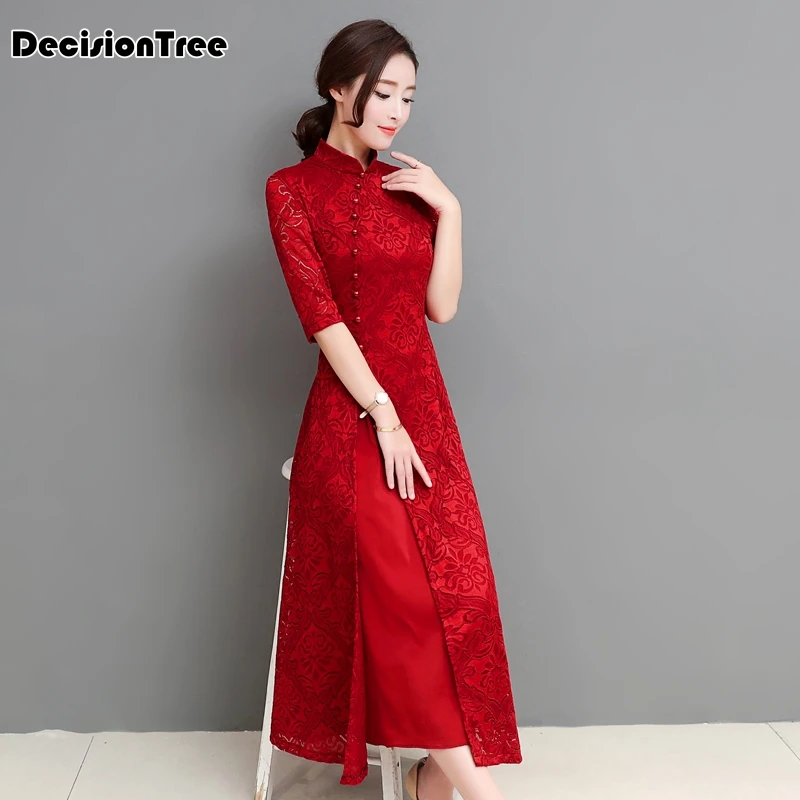 Китайское платье, народный стиль, Вьетнам, aodai, китайское традиционное платье, два предмета, платье чонсам, халат, chinoise qipao