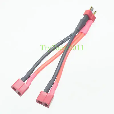 

DHL/EMS 50 Sets Male Deans Style T-Plug to 2 female T-plug Parallel Y Harness Dual battery Cable -C1
